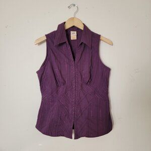 Cute Purple Vintage Corset Style Sleeveless Blouse Size Medium
